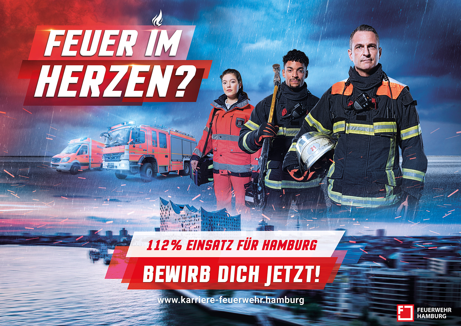 Auszubildende bei der Feuerwehr Hamburg